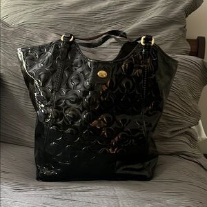 Coach Black Glossy Quilted Tote